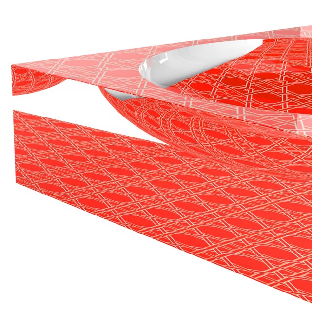 Plastic Sublime Trellis Salmon Acrylic Candy Catchall Dish, Large For Sale - Image 7 of 9