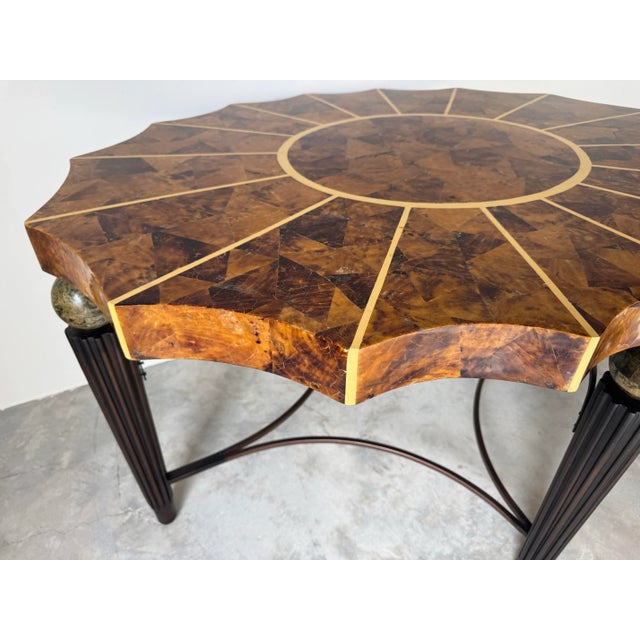 1980’s Vintage Maitland Smith - Style Coastal Tessellated Coconut Shell Top Sculptural DiningAAA Table For Sale - Image 10 of 12