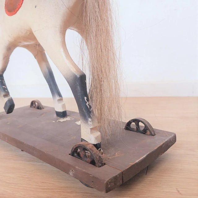 Antique Toy Wooden Horse on Wheels, 1900s For Sale - Image 5 of 6