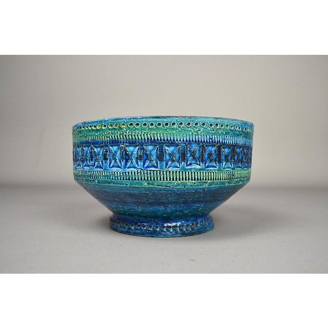 Rimini Blu Glazed Ceramic Footed Centerpiece Bowl by Aldo Londi by Bitossi, 1950s For Sale - Image 3 of 13