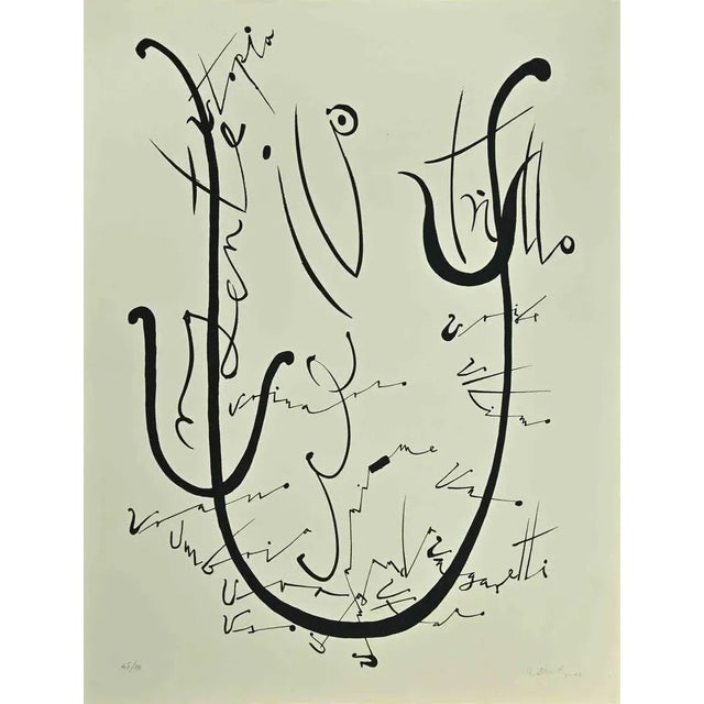 Modern Rafael Alberti, Lette U, Lithograph, 1972 For Sale - Image 3 of 4