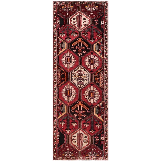 Red Shabby Chic Tabriz Red/Rust Wool Runner Rug- 3'7'' X 9'10'' For Sale - Image 8 of 10