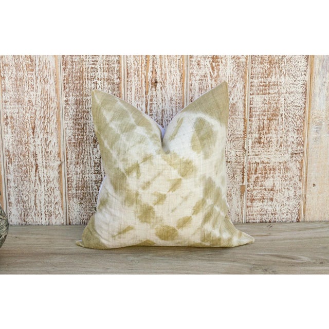 Vintage Holi Indian Olive Organic Silk Pillow For Sale - Image 10 of 10