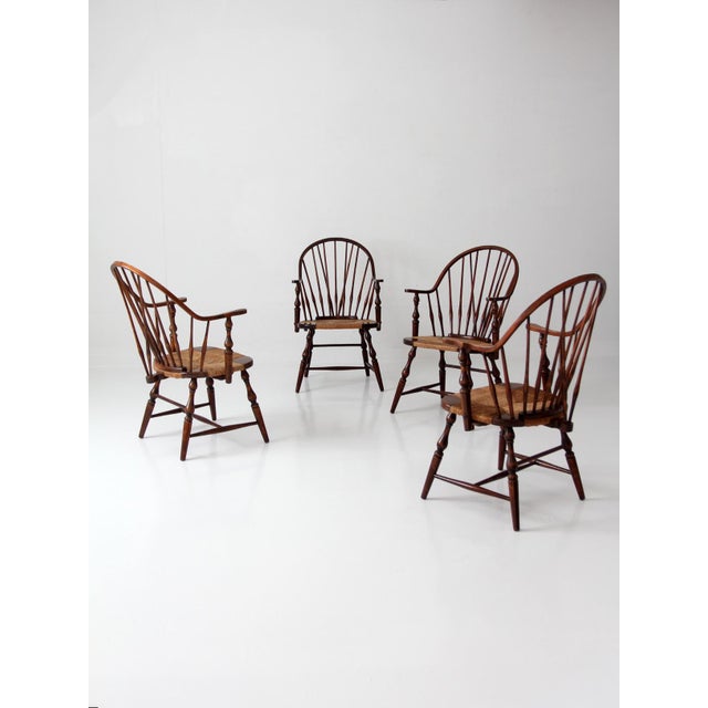 Early 20th Century Vintage Windsor Armchair Set of 4 For Sale - Image 5 of 18