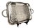 Vintage English Ornate Engraved Metal Twin Handle Tray For Sale