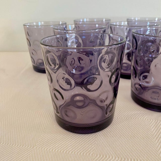 Vintage Pasabache Circleware Amethyst Cocktail Glasses, Set of 8 For Sale - Image 4 of 5