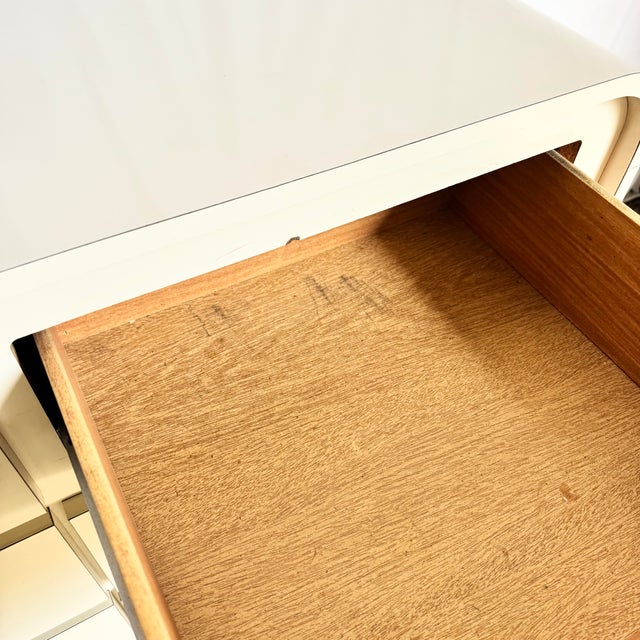 1980s Postmodern Cream Lacquer Laminate Waterfall Dresser For Sale - Image 10 of 12