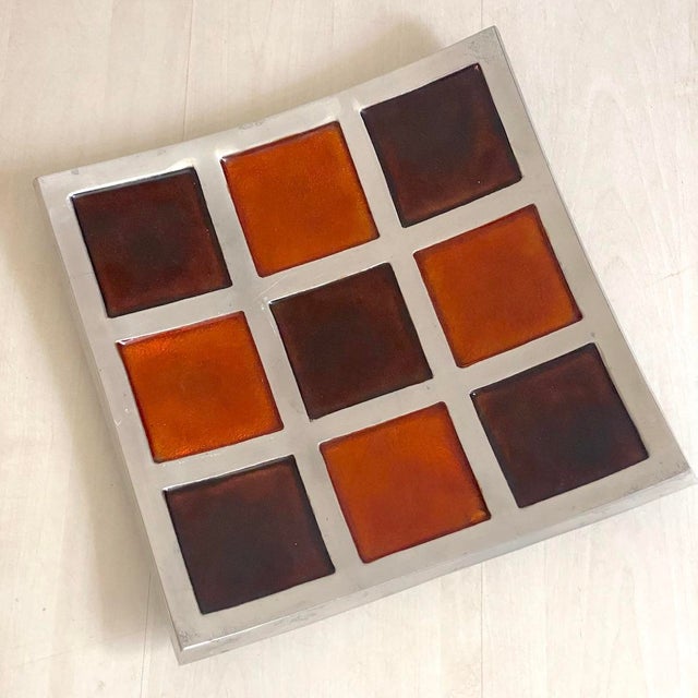 Vintage Enamel and Metal Centerpiece Trinket Tray, 1980s For Sale - Image 4 of 6