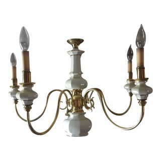 Irish Georgian Style Five Arm Porcelain Chandelier For Sale