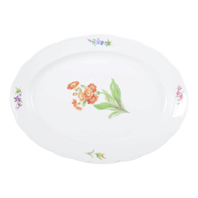 Large Oval Serving Dish in Porcelain with Floral Motif from Meissen, 1930s For Sale