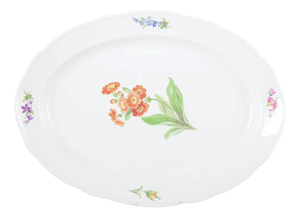 Large Oval Serving Dish in Porcelain with Floral Motif from Meissen, 1930s
