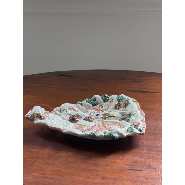 Fitz and Floyd Fitz and Floyd Vintage Snowy Woods Canape Plate For Sale - Image 4 of 8