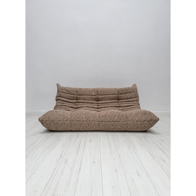 Beige Vintage Textured Bouclé Togo 3-Seater by Michel Ducaroy for Ligne Roset, 1980s For Sale - Image 8 of 8
