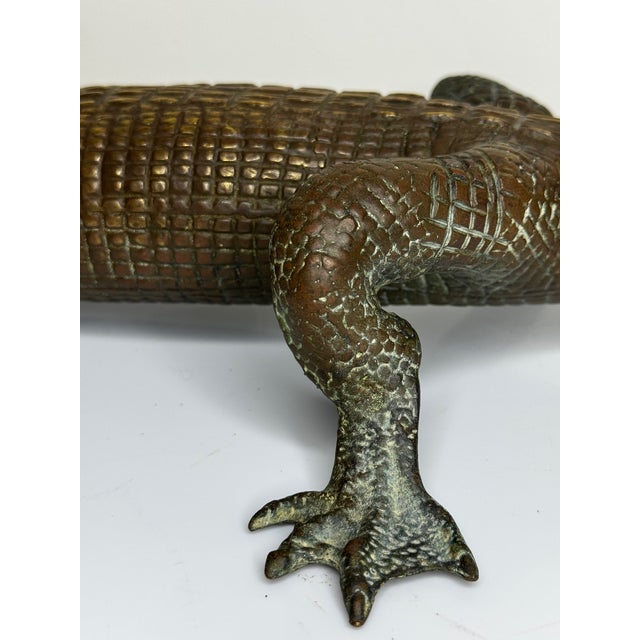 French Early 20th Century Bronze Crocodile Fountain Head Garden Outdoor Sculpture After Antoine-Louis Barye For Sale - Image 13 of 18