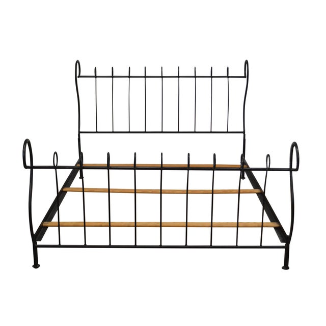 Black Wrought Iron Queen Size Sleigh Bed Chairish