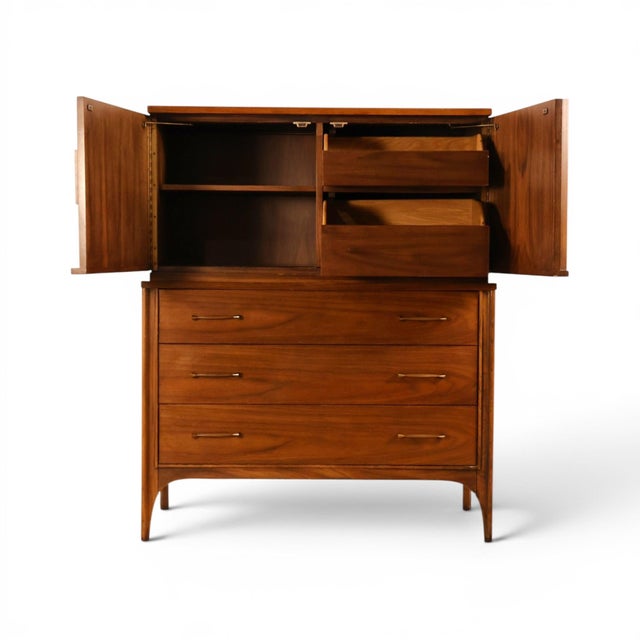 Brown Kent Coffey Perspecta Vintage Mid Century Modern Highboy Dresser Armoire C. 1960s For Sale - Image 8 of 13