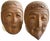 Vintage Japanese Kyogen Masks in Hand-Carved Wood, 1950s, Set of 2 For Sale