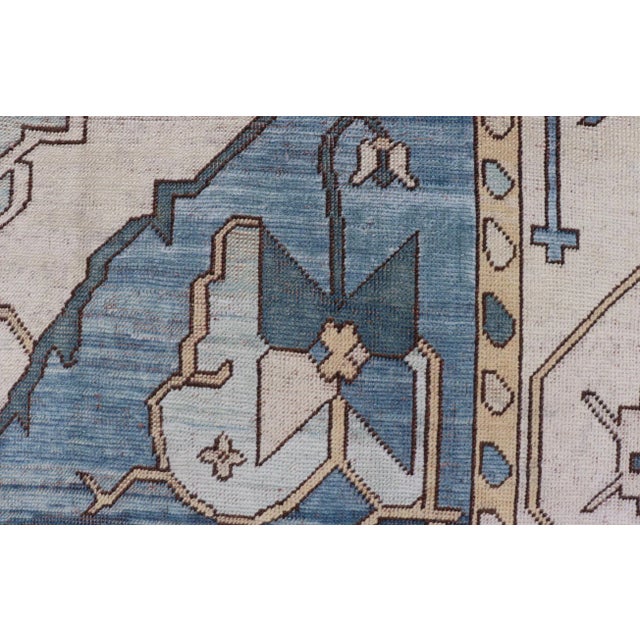 Vintage Turkish Oushak Rug With Geometric Medallion & Tribal Design 8'0 X 11'0 For Sale - Image 9 of 12