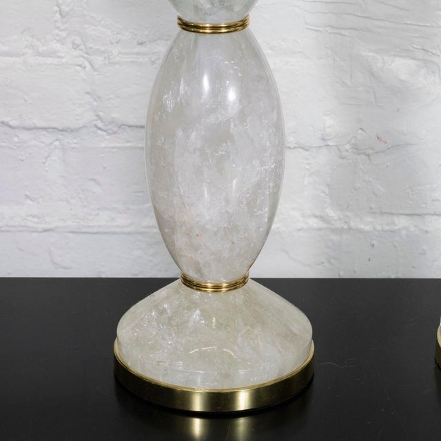 2020s Pair of barrel shaped rock crystal table lamps For Sale - Image 5 of 7