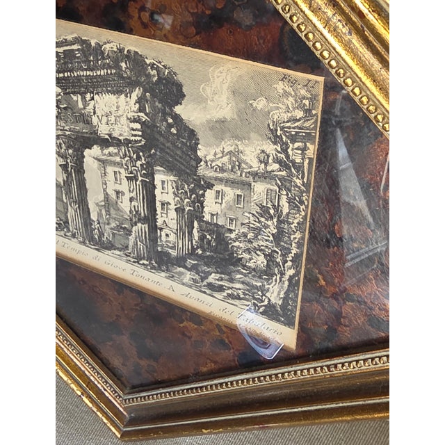 Vintage Faux Tortoiseshell Matted Piranesi Print For Sale - Image 4 of 5
