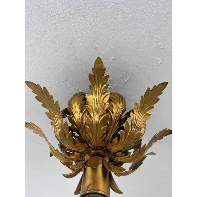 Small Mid-Century Modern Italian Gilt Metal Flush Mount by Biasca, 1960 For Sale - Image 6 of 13