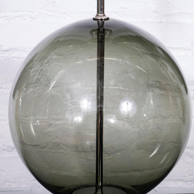 Spherical smoked glass table lamp For Sale - Image 4 of 7