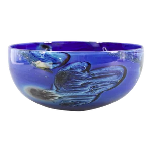 Josh Simpson 1990 Signed New Mexico Cobalt Blue Studio Art Glass Bowl