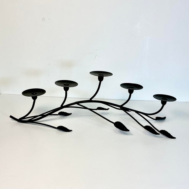 Black 1980s Vintage Italian Brutalist Giacometti Style Tabletop Candelabra - 5 Taper Cups. For Sale - Image 8 of 12