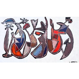 Large Abstract Mid-Century Painting by Artist Kenneth Joaquin (36” X 60”) For Sale