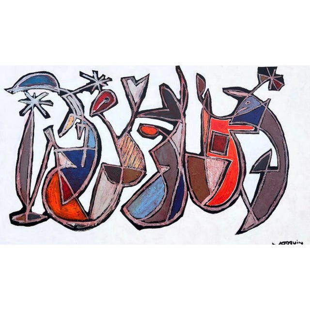 Large Abstract Mid-Century Painting by Artist Kenneth Joaquin (36” X 60”) For Sale