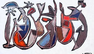 Large Abstract Mid-Century Painting by Artist Kenneth Joaquin (36” X 60”)