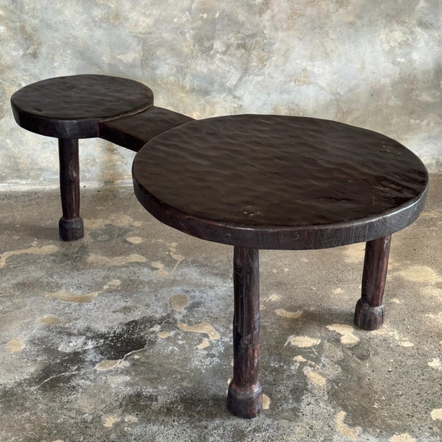 Large Tripod Coffee Table in Teak with Double Circular Top, 1990s For Sale - Image 6 of 11