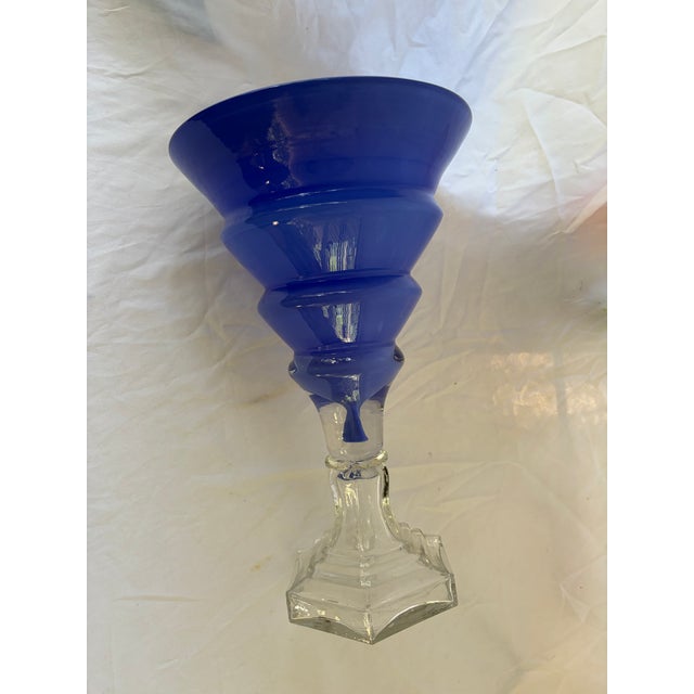 Contemporary Memphis Style Vintage Glass Vase Bowl For Sale - Image 3 of 4