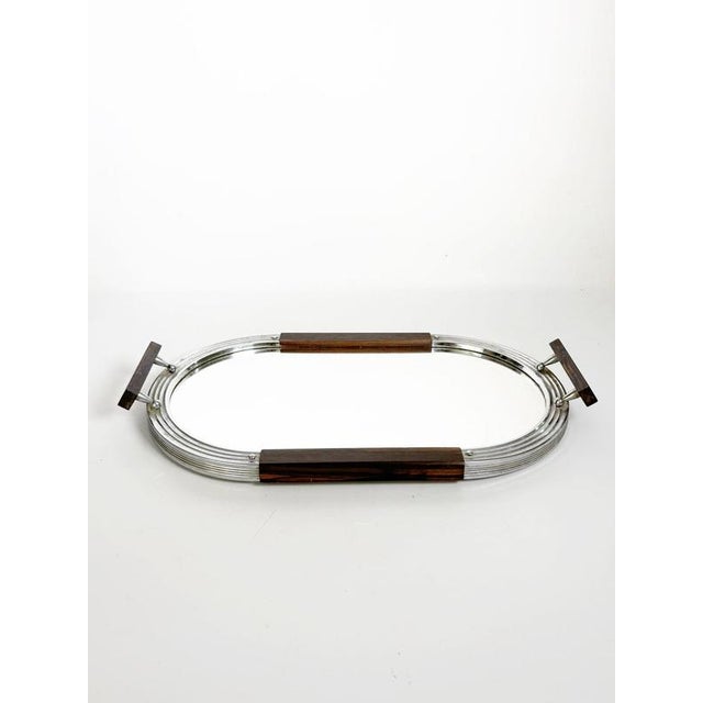 Vintage French Art Deco Iron and Wood Tray, 1940s For Sale - Image 4 of 14