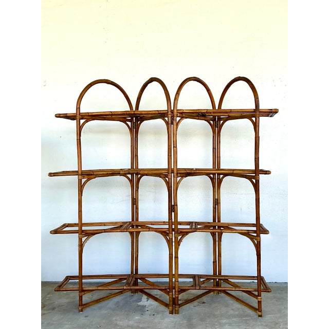 Vintage Bent Rattan Arched Etagere For Sale - Image 4 of 12