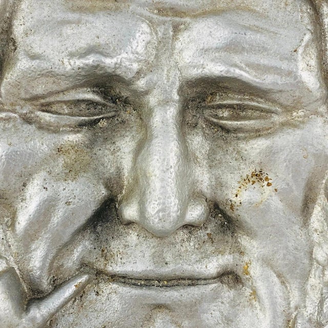 Mid 20th Century Mid Century Cast Aluminum Fisherman With Pipe Wall Plaque For Sale - Image 5 of 8