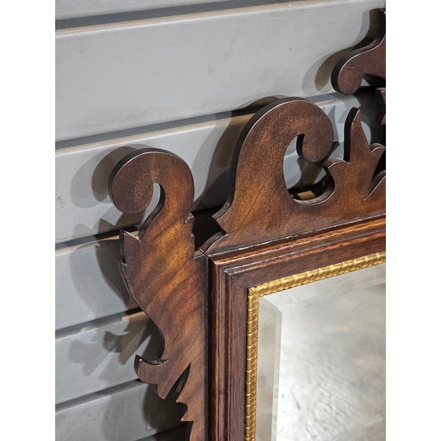Late 20th Century Late 20th Century Henkel Harris Mahogany Chippendale Shell Mirror Looking Glass #29 Stain For Sale - Image 5 of 7
