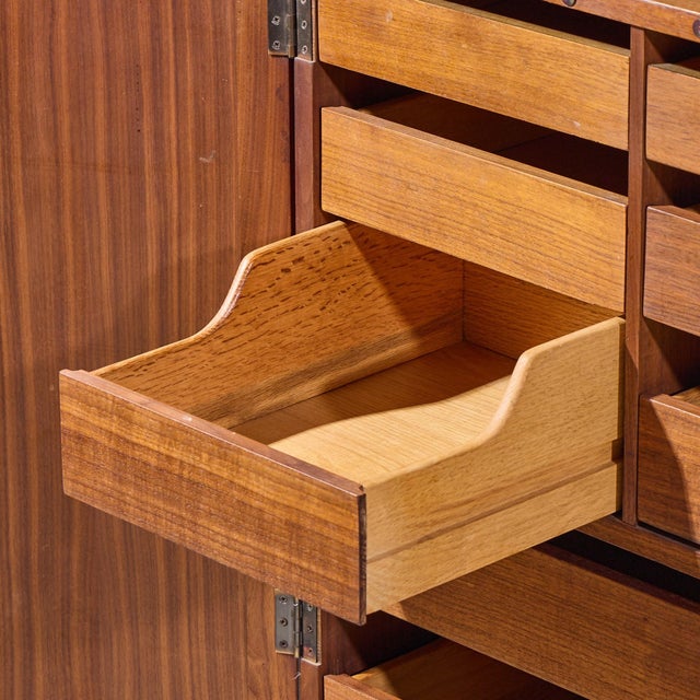 Wood Kipp Stewart for Calvin Mid Century Walnut and Cane Front Cabinet Armoire For Sale - Image 7 of 9