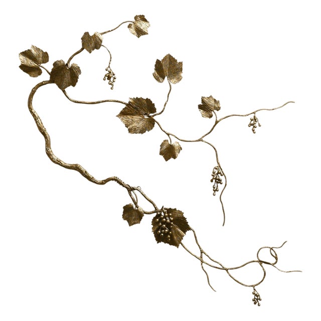 Aged Gold Grape Leaf Wall Sculpture For Sale