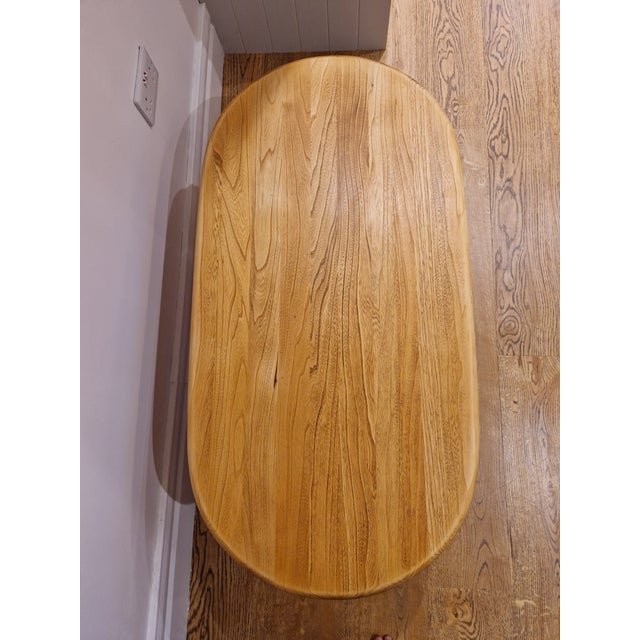 Mid-Century Blonde Oval Coffee Table Smoked Glass from Ercol, 1970s For Sale - Image 6 of 11