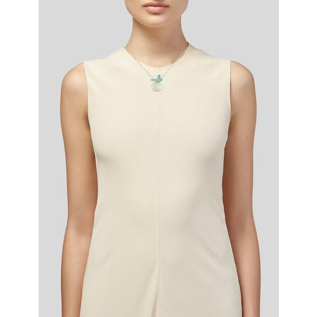 Contemporary Nina Zhou One-of-a-Kind Turquoise Diamond Butterfly on Opal Convertible Brooch-Pendant in 14k Yellow Gold For Sale - Image 3 of 5