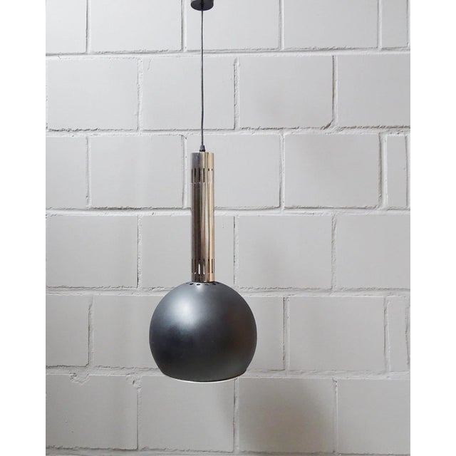 Large Industrial Black Painted Metal and Chrome Pendant Lamp, 1960s For Sale - Image 11 of 11