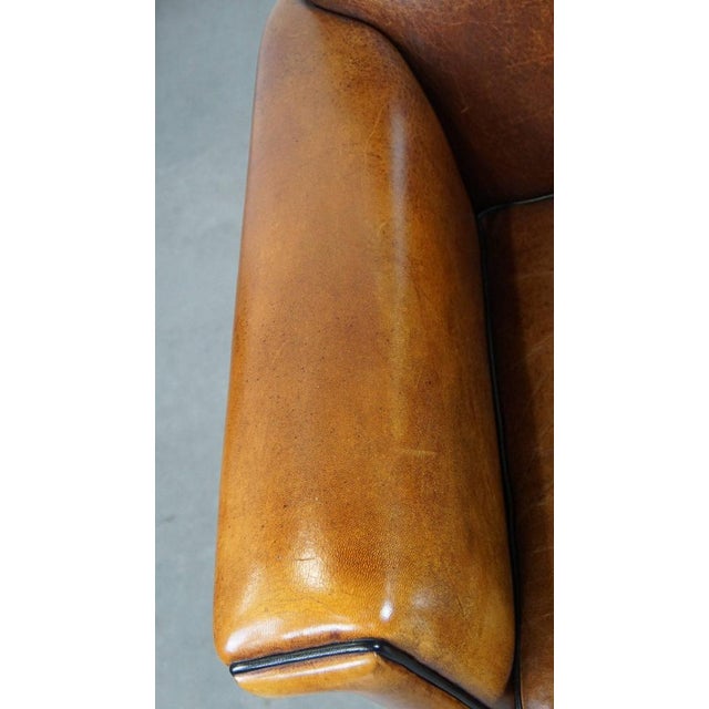 Animal Skin Art Deco Leather Armchair with Black Piping For Sale - Image 7 of 15