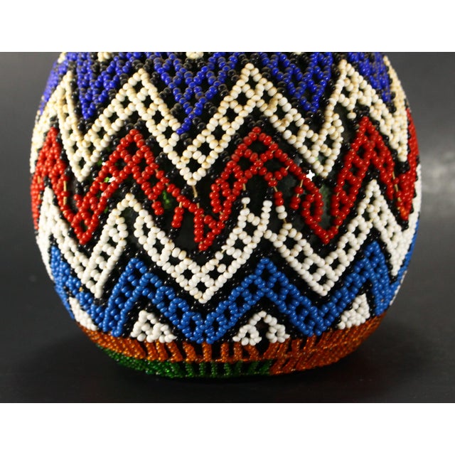 Beaded Glass Bottle With Maasai Geometric Patterns For Sale - Image 9 of 18