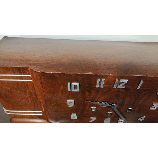Early 1930s Art Deco Girod Morbier Mantle Clock – 5-Rod Westminster Chime – Movement No. 28186 For Sale - Image 6 of 7