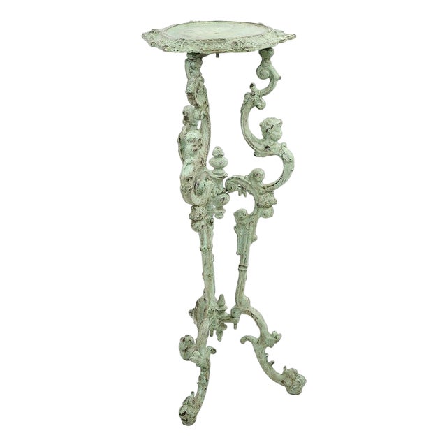 Patinated Cast Iron Sellette Table For Sale