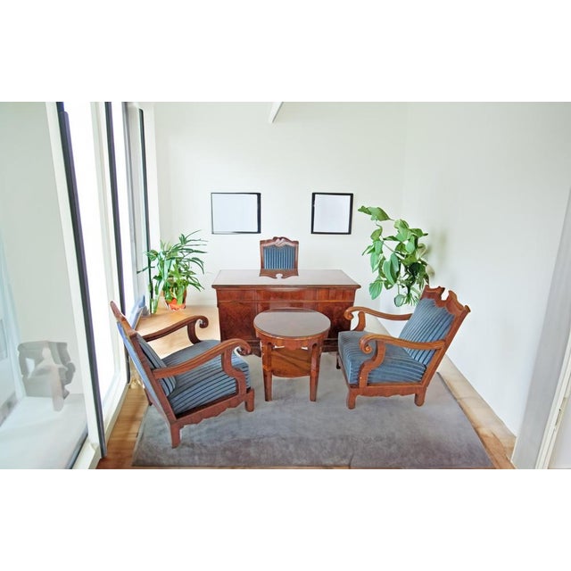 This is a very stylish and unique office furniture set custom made for an Austrian attorney. It consists of a writing desk...