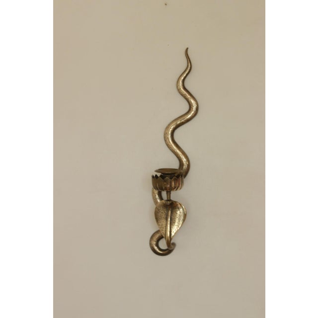 Egyptian Revival Style Engraved Brass Cobra Sconces, Set of 2 For Sale - Image 4 of 18