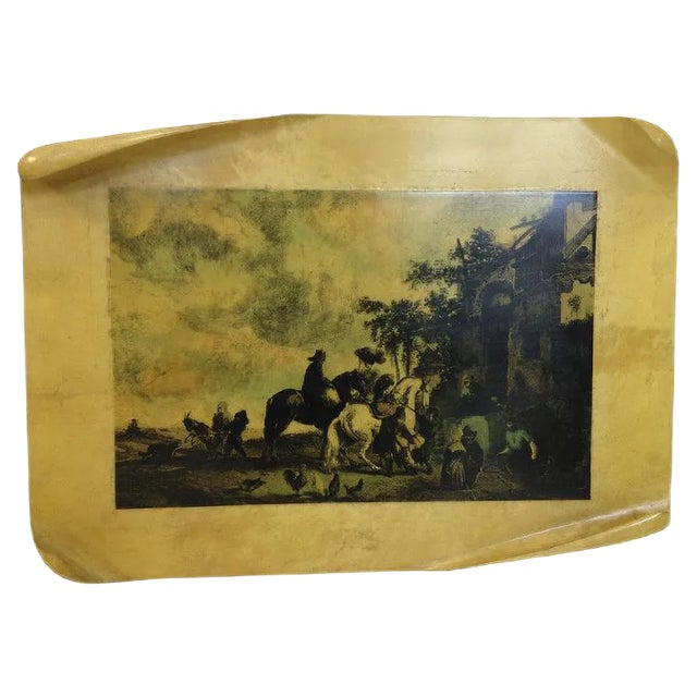 Mid-Century Italian Lacquered Parchment Wall Plaque For Sale