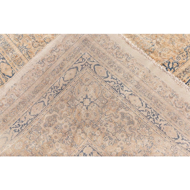 Authentic 19th Century Persian Kirman Beige Carpet For Sale - Image 4 of 7